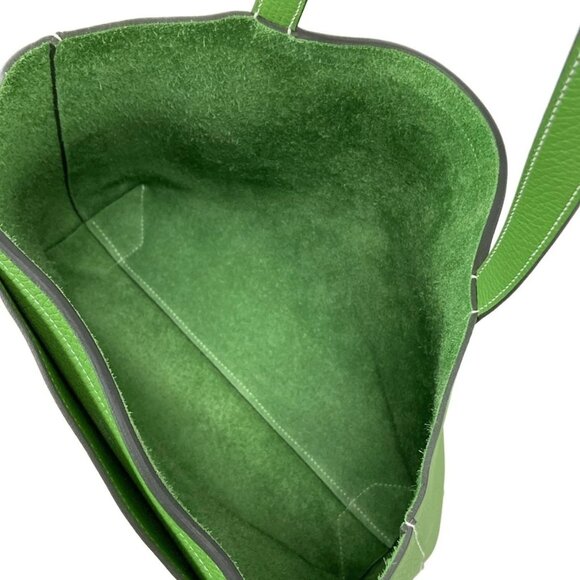 Auth HERMES Cabasserie 31 - Vert Yucca Taurillon Clemence B Tote Bag - Picture 15 of 16